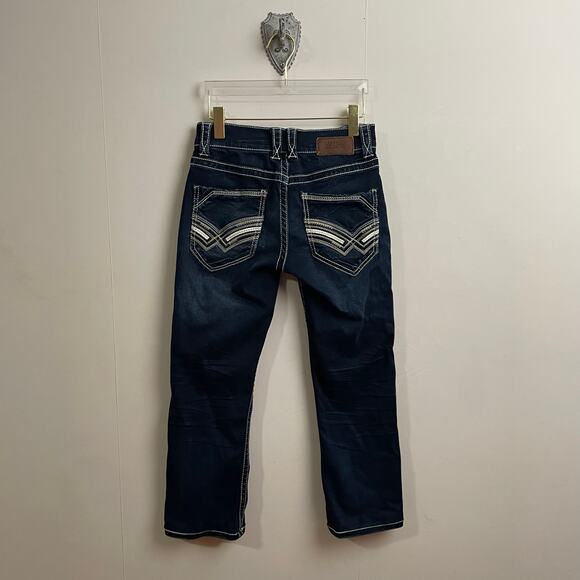 Buckle Black 28 x 30 dark blue denim jeans N23 bootleg embroidered bootcut - Picture 1 of 8